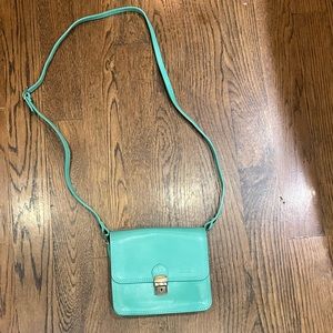 Small turquoise crossbody leather purse